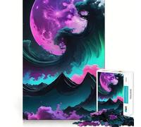 Rompecabezas de Paisaje Surrealista con Luna y Olas para Adolescentes, 1000 Piezas, Juguete para ejercitar la Mente, fácil y Divertido de armar, Regalo Ideal 38x52cm