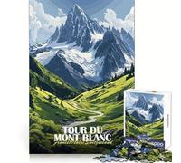 Rompecabezas de Paisaje Tour Du Mont Blanc de 1000 Piezas para Adultos Regalos para ejercitar la Mente, diversión Tranquila, Arte de Corte Uniforme, (50x75cm)