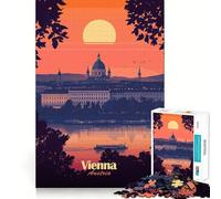 Rompecabezas de Paisaje Urbano al Atardecer de Viena para Adultos,1000 Piezas,Juego de Memoria,Corte Fino,Acabado Premium,una Forma entretenida de Pasar el Tiempo Libre (38x52cm)