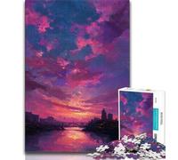 Rompecabezas de Paisaje Urbano bajo la Puesta de Sol para Adolescentes, 1000 Piezas, un Juego desafiante Ideal para Regalar a Toda la Familia (38x26cm)