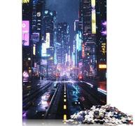Rompecabezas de Paisaje Urbano ciberpunk, Rompecabezas de cartón 100% Reciclado para Mujeres y Hombres, Regalo para el Día de la Madre, 1000 Piezas (75 x 50 cm)