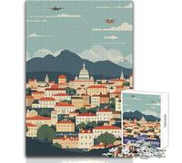 Rompecabezas de Paisaje Urbano con Aviones y montañas, 1000 Piezas para Adolescentes, Juego Educativo para el Desarrollo de Habilidades, Momentos Especiales, tamaño 50x75cm
