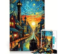 Rompecabezas de Paisaje Urbano con Canales para Adultos 1000 Piezas Juego de Memoria Corte Fino Acabado Premium Forma entretenida de Pasar el Tiempo Libre (38x26cm)