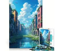 Rompecabezas de Paisaje Urbano Cubierto de vegetación, 1000 Piezas, para Adolescentes, lógica Clara, Juguete Relajante, Corte Perfecto, Regalo conmovedor (38x52cm)