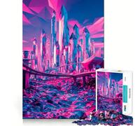 Rompecabezas de Paisaje Urbano de Cristal neón para Adultos, 1000 Piezas, Juguete para concentrarse, Relajarse, Bordes Ajustados, selección de Deseos de Papá Noel (38x52cm)
