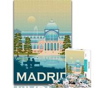Rompecabezas de Paisaje Urbano de Madrid, España, para Adultos, 1000 Piezas, desafiante, Divertido y Divertido, con póster y Hoja de Trivia a Juego, 38x26cm