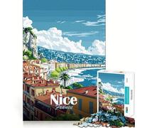 Rompecabezas de Paisaje Urbano de Niza, Francia, para Adultos, 1000 Piezas, Juguete Intelectual, Alivio del estrés, Corte preciso, (50x75cm)
