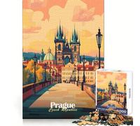 Rompecabezas de Paisaje Urbano de Praga de 1000 Piezas para Adultos Mejora la Memoria Un Momento Agradable para armar una Imagen Obra de Arte 38x52cm