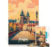 Rompecabezas de Paisaje Urbano de Praga de 1000 Piezas para Adultos Mejora la Memoria Un Momento Agradable para armar una Imagen Obra de Arte 38x52cm