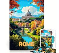 Rompecabezas de Paisaje Urbano de Roma para Adolescentes, 1000 Piezas, Mejora la Memoria, Alivio de la tensión, Bordes Ajustados, Pieza de Arte (38x26cm)