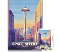 Rompecabezas de Paisaje Urbano de Space Needle, 1000 Piezas, Divertido Juego de Desarrollo cognitivo, Regalo de celebración Especial y reflexivo, tamaño 38x52cm