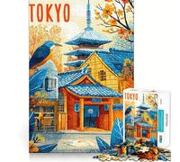 Rompecabezas de Paisaje Urbano de Tokio con Pagoda y pájaro para Adultos, 1000 Piezas, Juguete de lógica Mental, Suave y Relajante, Corte Firme, Lista de Deseos de Santa Claus 38x52cm