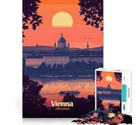 Rompecabezas de Paisaje Urbano de Viena al Atardecer para Adultos,1000 Piezas,Juego de Memoria,Ajuste Firme,Montaje Seguro,Juego de construcción de Conexiones significativas (38x26cm)
