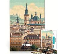 Rompecabezas de Paisaje Urbano de Viena de 1000 Piezas para Adolescentes Tren de la Memoria Diversión,conexión Limpia y sin Fisuras Actividad Relajante para Grupos en Interiores (38x26cm)