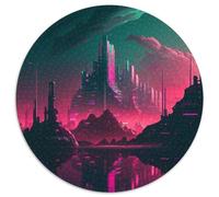 Rompecabezas de Paisaje Urbano Extraterrestre de 1000 Piezas para Adultos. Rompecabezas Redondo de 1000 Piezas para Adultos. Regalo para un desafío Mental,Actividad educativa para Adolescentes