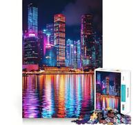 Rompecabezas de Paisaje Urbano neón con Reflejos para Adolescentes, 1000 Piezas, Juguete para ejercitar la Mente y aliviar el estrés, Corte Premium, Regalo increíble (50x75cm)