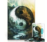 Rompecabezas de Paisaje Yin y Yang,1000 Piezas,Juego de Habilidades mentales,Corte láser, Tiempo Tranquilo,Ejercicio Mental en casa (50x75cm)