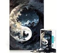 Rompecabezas de Paisaje Yin Yang con Figura,1000 Piezas,Juego Que estimula el Cerebro,Ajuste Espacios,Entretenimiento Acogedor para Interiores para Todos (38x26cm)