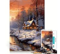 Rompecabezas de paisajes invernales para Adultos 1000 Piezas Juego Think Boost Estructura de Encaje precisa fácil de Aprender diversión para Toda la Familia (38x26cm)