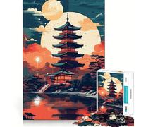 Rompecabezas de paisajes japoneses Vintage,1000 Piezas,Juego de concentración Mental,Corte de precisión,Bordes Suaves,Juego para Construir Conexiones significativas (38x52cm)