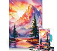 Rompecabezas de paisajes Naturales en Acuarela 1000 Piezas Juego de concentración Mental Corte de precisión Bordes Suaves Juego para Construir Conexiones significativas (50x75cm)