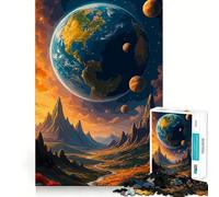 Rompecabezas de paisajes surrealistas de la Tierra con Planetas, 1000 Piezas, para Adolescentes Juego de ingenio, Tiempo de Paz, 38x52cm