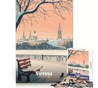 Rompecabezas de paisajes urbanos nevados de Viena para Adultos, 1000 Piezas Fortalece la Memoria, Alivia la ansiedad, Bordes Suaves, cálida Sorpresa (38x52cm)