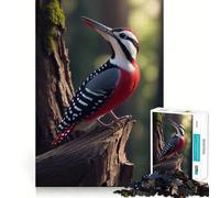 Rompecabezas de pájaro Carpintero en el Bosque para Adolescentes 1000 Piezas Juego Mental Divertido Conexión Limpia y fluida Una Forma Atractiva de Pasar el Tiempo Libre (38x52cm)