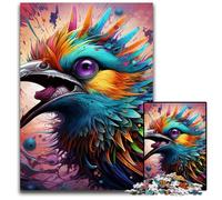 Rompecabezas de pájaro psicodélico de 1000 Piezas para Adultos, desafiante Rompecabezas, Juego para Adultos, Actividad interactiva Familiar, 50x75cm/19,68x29,52 Pulgadas