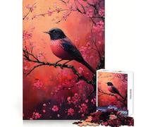 Rompecabezas de pájaro Rosa en Rama de Cerezo para Adolescentes, 1000 Piezas, Wise Think Toy Gentle Leisure, Corte Ajustado, Lista de Deseos de Santa Claus (38x26cm)
