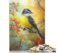 Rompecabezas de pájaro tirano Amarillo en una Rama, Divertido Rompecabezas de cartón Premium para Adultos y Adolescentes, 1000 Piezas (75 x 50 cm)