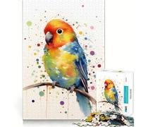 Rompecabezas de pájaros Coloridos en Acuarela de 1000 Piezas Juego de Habilidad Mental Ajuste Estable Sin Piezas Que se muevan Un pasatiempo Agradable para Fines de Semana Largos (38x26cm)