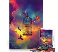 Rompecabezas de pájaros escapando de una Jaula para Adultos, 1000 Piezas Ejercicio Inteligente, diversión Ligera, Bordes precisos Regalo Ideal para Las Fiestas (50x75cm)