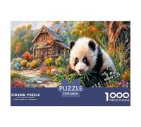 Rompecabezas de Panda Gigante para Adultos y Mayores de 14 años: Panda Come bambú, de House Fun Present & Activity Gift for Home, 38 x 26 cm (1000 Piezas)