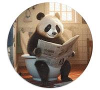 Rompecabezas de Panda Leyendo periódico para Adultos, 1000 Piezas, Redondo, para Actividades Familiares, decoración del hogar, Regalo navideño, 67,5 x 67,5 cm