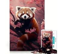 Rompecabezas de Panda Rojo de 1000 Piezas para Adolescentes Fortalece la Memoria, Calma, relajación, Bordes Suaves Regalo increíble (38x26cm)