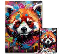 Rompecabezas de Panda Rojo de 1000 Piezas. Rompecabezas Imposible para Adultos. Ideal para Adolescentes y coleccionistas. Regalo de Viaje. Actividad Familiar. 26x38cm/10,23x14,96 Pulgadas.
