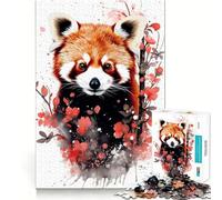 Rompecabezas de Panda Rojo en Acuarela de 1000 Piezas para Adultos Mejora la Memoria Diversión Relajante Corte de Primera Calidad Regalo Memorable (38x26cm)