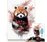 Rompecabezas de Panda Rojo en Acuarela para Adolescentes, 1000 Piezas, Mejora la Memoria, Momentos de Tranquilidad, Corte Premium, Regalo de cumpleaños (50x75cm)