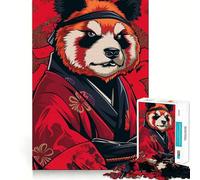 Rompecabezas de Panda Rojo samurái de 1000 Piezas para Adolescentes Juguete de lógica Fina, fácil de Usar, con Bordes limpios, Ideal para Festivales (38x26cm)