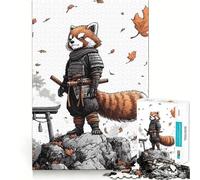 Rompecabezas de Panda Rojo samurái en la Cima de una montaña para Adultos, 1000 Piezas, Grupo de Habilidad Mental, Joya, Calidad, colección de Arte de Borde (38x26cm)