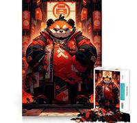 Rompecabezas de Panda Rojo samurái para Adolescentes, 1000 Piezas, estimulación de la Memoria, Suave, Relajante, Corte Liso, Regalo Elegante (50x75cm)
