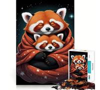 Rompecabezas de Pandas Rojos acurrucados en una Manta de Estrellas, 1000 Piezas para Adolescentes, Juego de lógica, Momento cálido, Pieza de colección de Arte de Corte preciso (38x26cm)