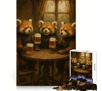 Rompecabezas de Pandas Rojos Bebiendo Cerveza en un Pub para Adolescentes, 1000 Piezas, Juguete para la Mente, Escape Tranquilo, Borde preciso, Regalo increíble (50x75cm)