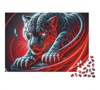 Rompecabezas de Pantera Negra con Gran felino de líneas Rojas,1000 Piezas,cartón Resistente y Liso,Ideal para Pasar un rato Tranquilo,para Adultos,familias y Principiantes,70x50cm(1000 Piezas)