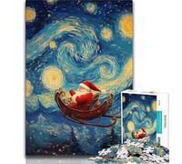 Rompecabezas de Papá Noel bajo el Cielo Nocturno para Adolescentes 1000 Piezas, un Juego desafiante y Familiar con Piezas aleatorias Que se entrelazan por Completo 38x52cm