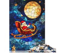 Rompecabezas de Papá Noel con vitrales, Juego de Bricolaje, Rompecabezas de cartón Premium para Mujeres, Hombres y niños, Regalo para el Día del Niño, 1000 Piezas (75 x 50 cm)
