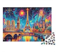 Rompecabezas de Papel 1000 Piezas Paisaje Nocturno Europeo para Adultos Gran Formato Ejercicio Mental Edificios París Londres Puzzle Decorativo Educativo Pared 52x38cm/1000pcs