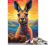 Rompecabezas de papel caleidoscopio canguro de 1000 piezas para adultos, rompecabezas rectangular creativo, juego de desafío para el ejercicio del cerebro, regalo de 1000 piezas (75x50 cm)