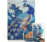 Rompecabezas de Papel con diseño de Olas de Pavo Real para Adultos, 1000 Piezas, Juguete Intelectual, diversión Tranquila, Corte preciso, Lista de Deseos de Papá Noel (38x26cm)
